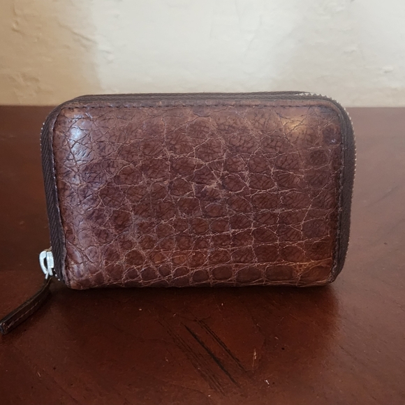 Gucci Handbags - Gucci Crocodile Zip Coin Purse Wallet